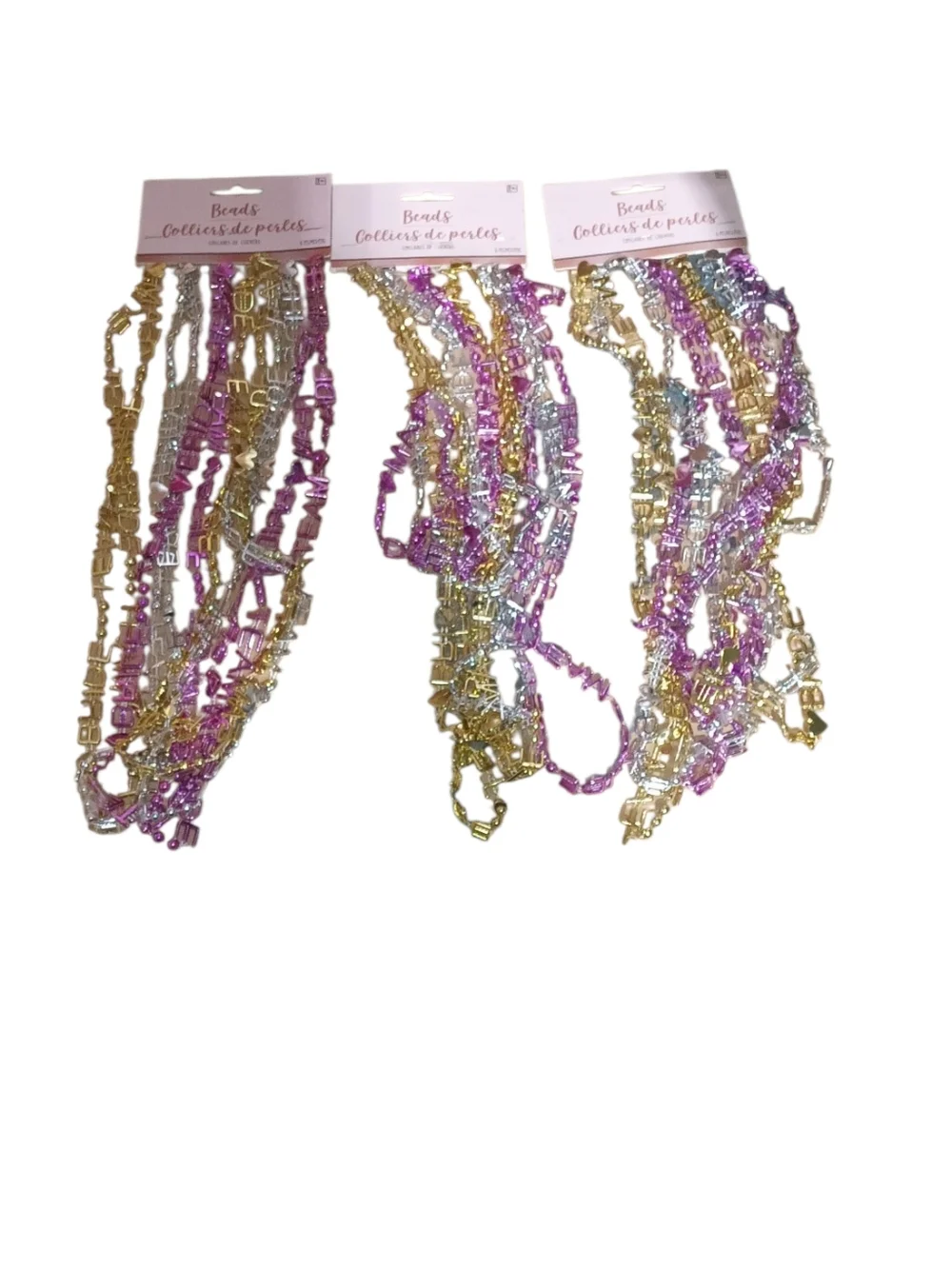 Team Bride Beads Multi-Color Letter Charm Necklaces - 3 Packs Of 6 Pieces